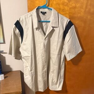 Boohoo Mens Cream and Black Casual Button Down Shirt